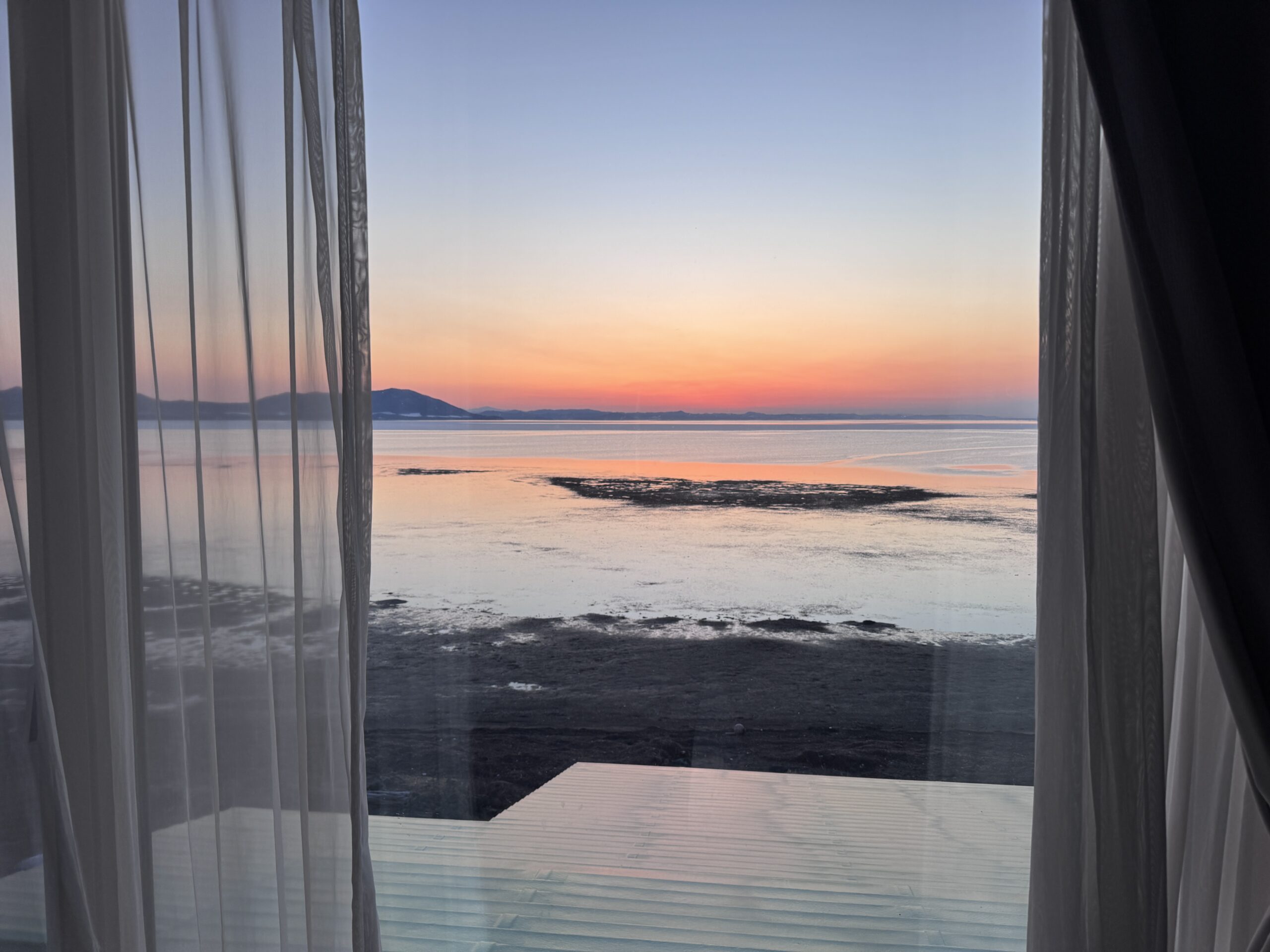 サロマ湖の夕陽